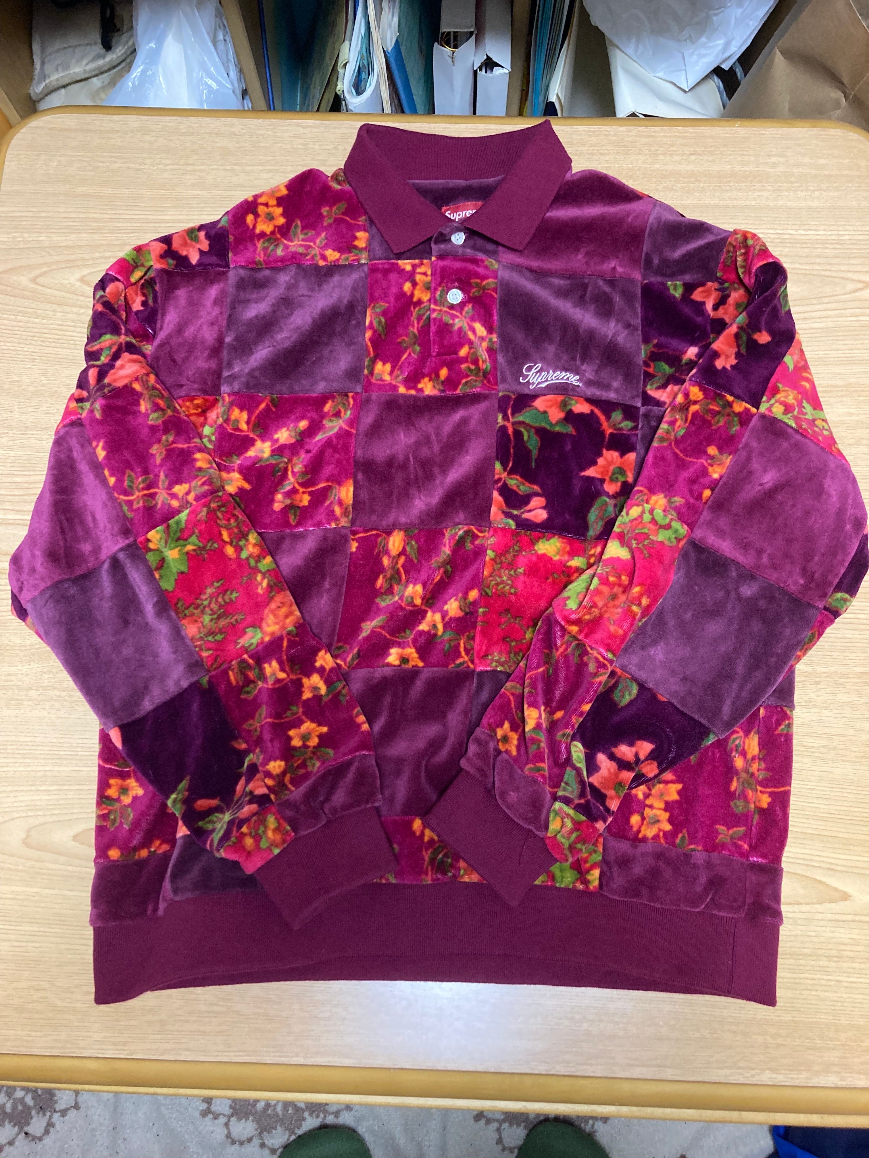 シュプリーム フローラル パッチワーク L/S ポロ "カーディナル"