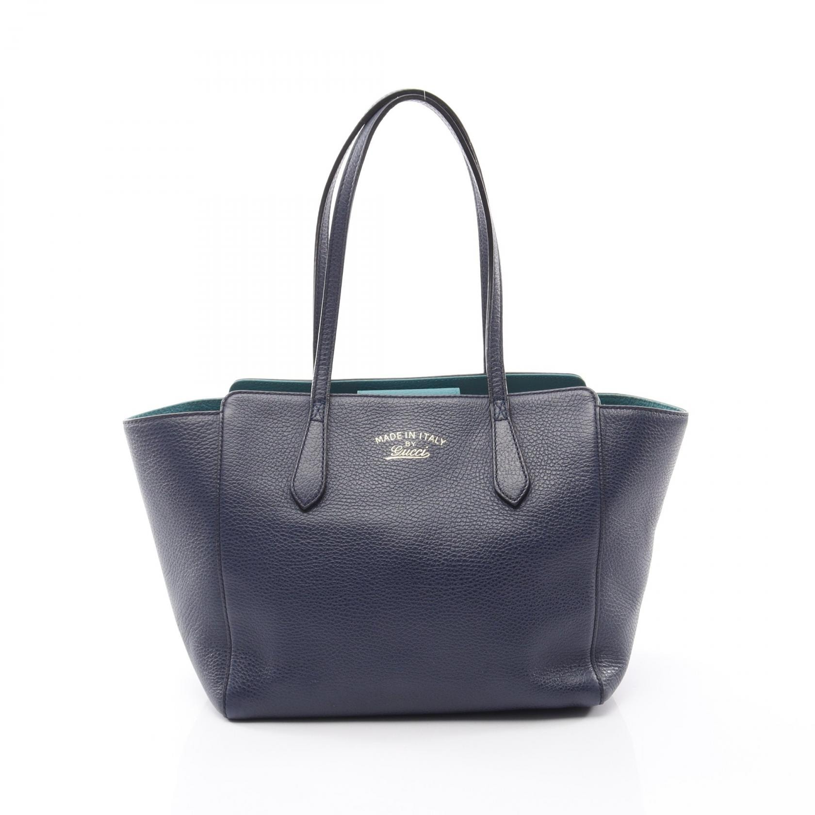 グッチ GUCCI スウィング トートバッグ バッグ レザー レディース ネイビー系 354408 【中古】