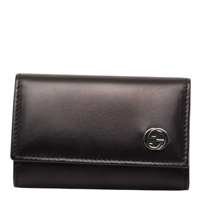 グッチ インターロッキングG キーケース キーホルダー 6連 115225 ブラック レザー メンズ GUCCI 中古
