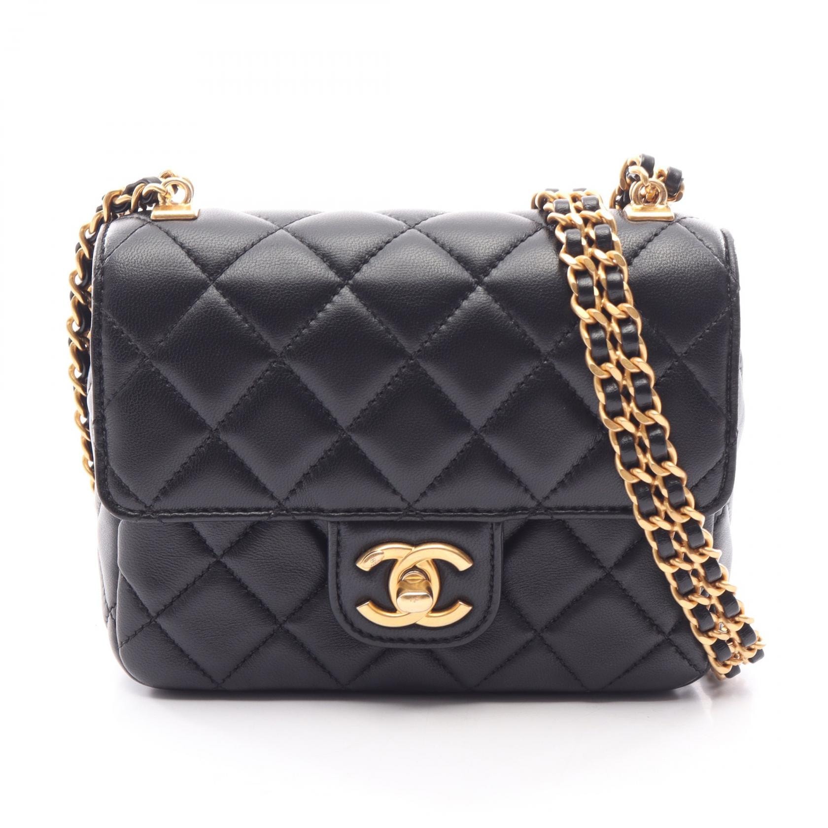 シャネル CHANEL ミニマトラッセ ショルダーバッグ バッグ ラムスキン(羊革) レディース ブラック系 AS3442 【中古】