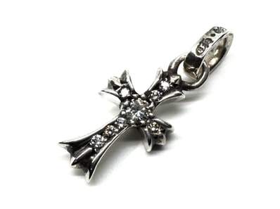 Chrome Hearts Cross Baby Fat Charm Pave Diamond "Silver"