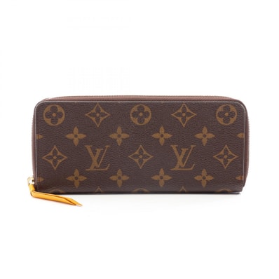 ルイ・ヴィトン LOUIS VUITTON ポルトフォイユ クレマンス モノグラム ミモザ ラウンド長財布 財布 レザー PC レディース ブラウン系 / イエロー系 M60744 【中古】