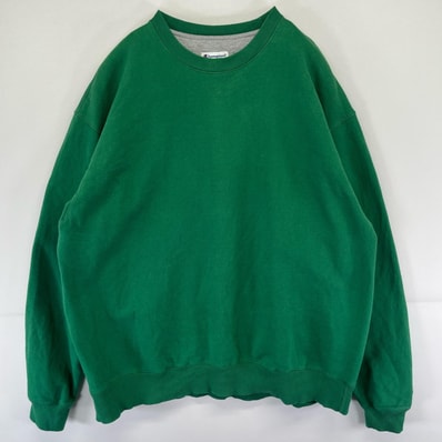 古着 チャンピオン Champion スウェット クルーネック 目なし トレーナー 大きいサイズ 2XL グリーン系 無地 メンズ