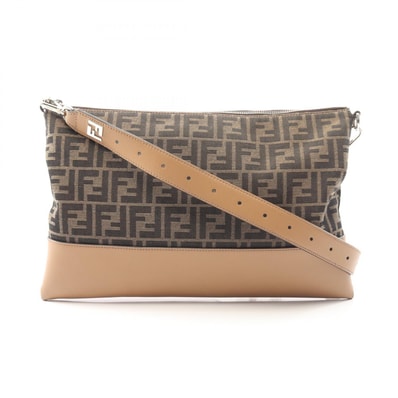 フェンディ FENDI ズッカ ショルダーバッグ バッグ キャンバス レザー レディース ブラウン系 / ベージュ系 7N0144 【中古】
