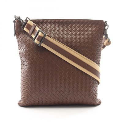 ボッテガヴェネタ BOTTEGA VENETA イントレチャート ショルダーバッグ バッグ レザー メンズ レディース ブラウン系 【中古】