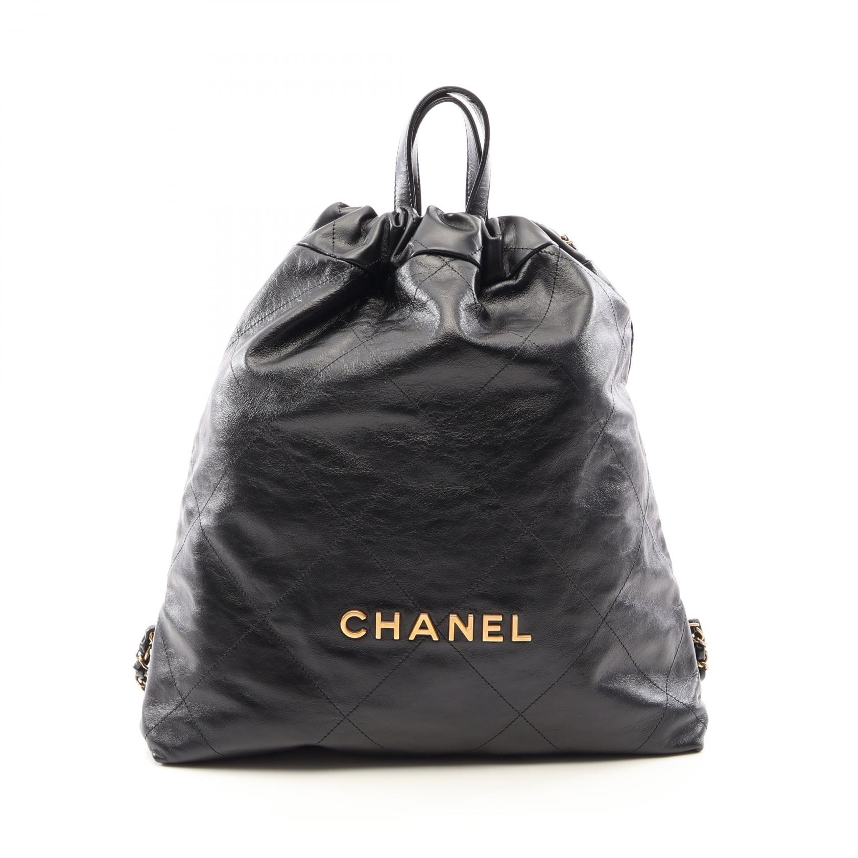シャネル CHANEL シャネル 22 ラージ リュックサック バックパック バッグ レザー レディース ブラック系 AS3313 【中古】