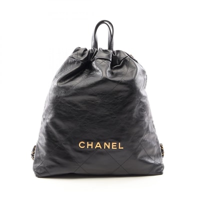 シャネル CHANEL シャネル 22 ラージ リュックサック バックパック バッグ レザー レディース ブラック系 AS3313 【中古】