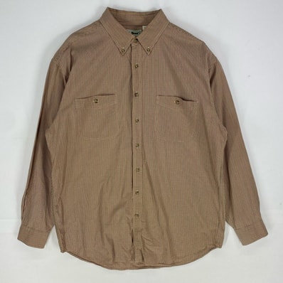 古着 90's/90年代 エルエルビーン L.L.Bean 長袖シャツ 胸ポケット ボタンダウン ロングスリーブ LTALL ベージュ系 チェック メンズ