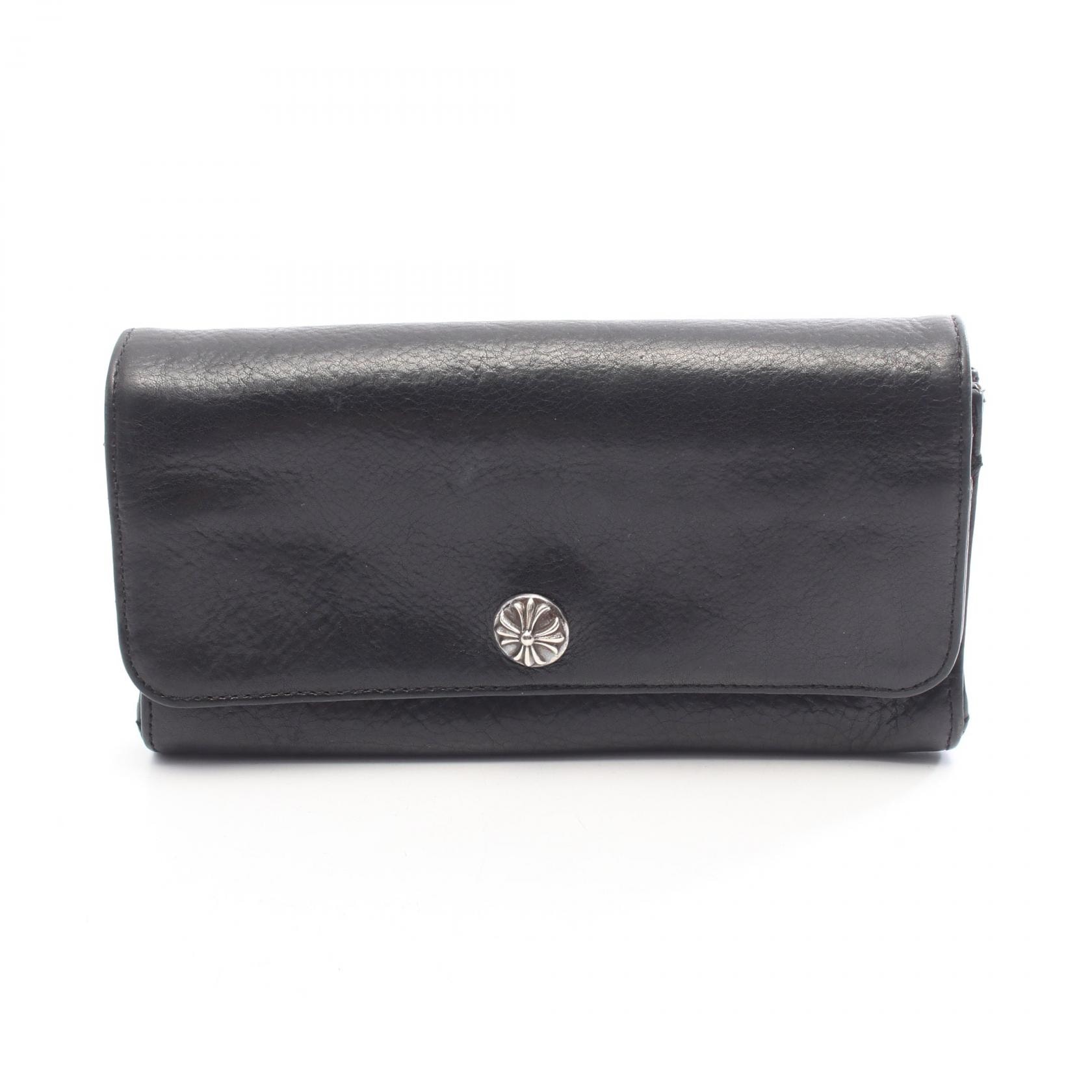 クロムハーツ CHROME HEARTS JUDY ジュディ 二つ折り長財布 財布 レザー SV925 メンズ ブラック系 【中古】