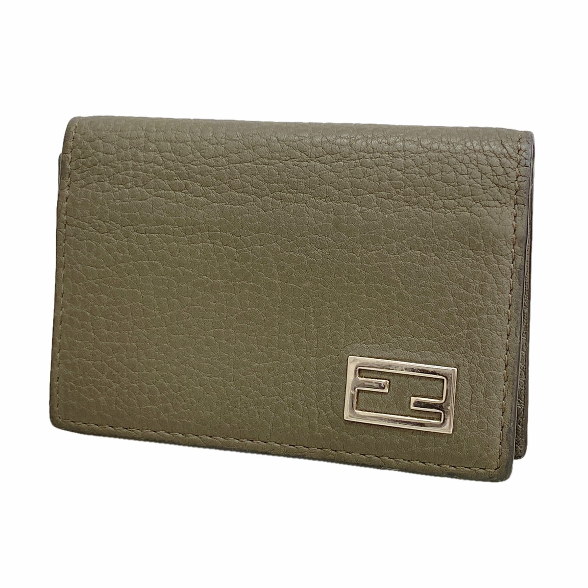 ★SALE【6hc1718】フェンディ カードケース レザー グレー シルバー金具【中古】メンズ