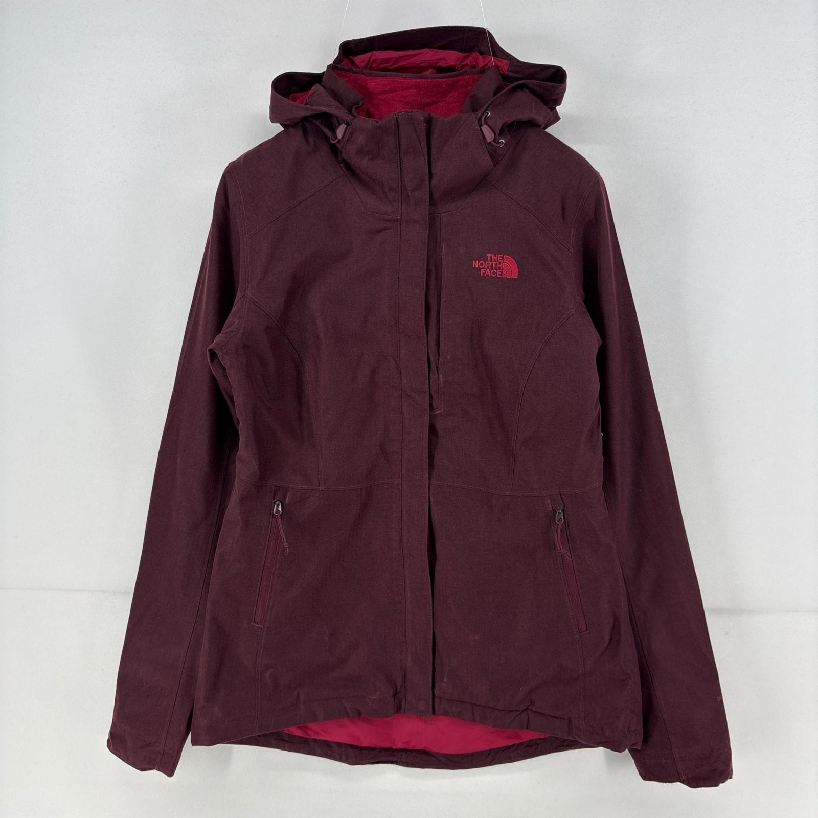 古着 ザ・ノースフェイス THE NORTH FACE ジャケット フルジップ マウンテンパーカー ワンポイント 刺繍 ナイロン S レッド レディース