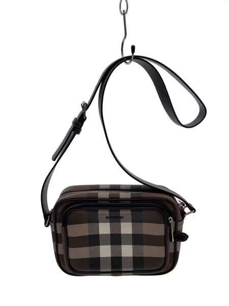 BURBERRY Biobase Check Crossbody Bag "Dark Bachi Brown"