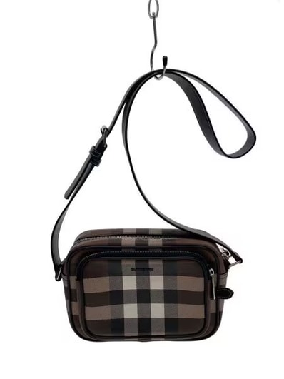 BURBERRY Biobase Check Crossbody Bag "Dark Bachi Brown"