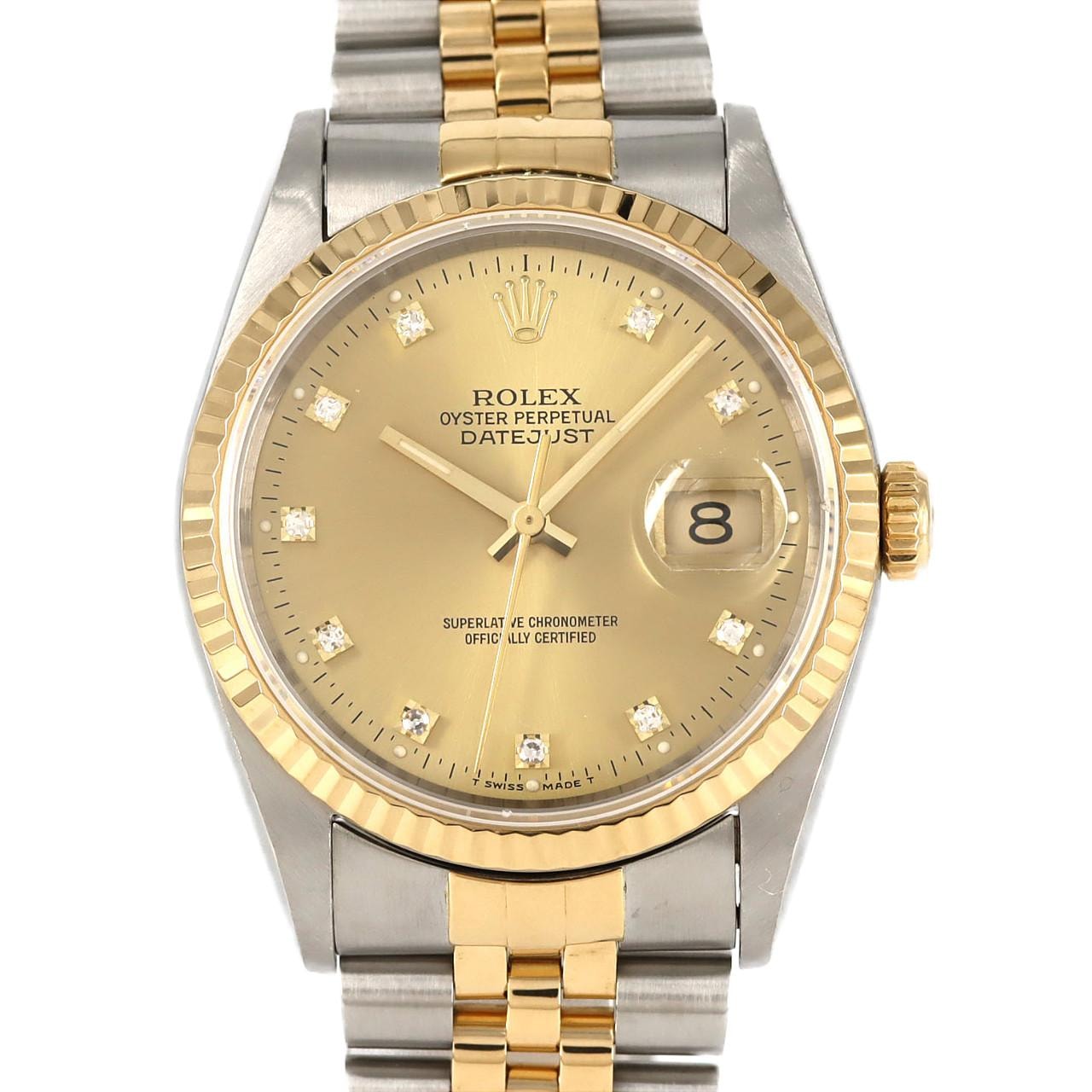 ROLEX Datejust 10P Diamonds "Champagne/Stainless Steel/Yellow Gold"