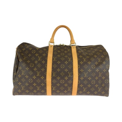 LOUIS VUITTON ルイヴィトン モノグラム キーポル50 ブラウン ゴールド金具 PVC レザー/ ボストンバッグ 旅行バッグ 男女兼用 1-0294727 【中古】