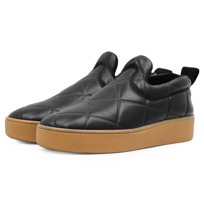 【美品】BOTTEGA VENETA ボッテガヴェネタ スリッポン サイズ 38 レディース The Quilt ザ・キルト キルティング レザー シューズ 靴 袋付属 ブラック 黒 イタリア製