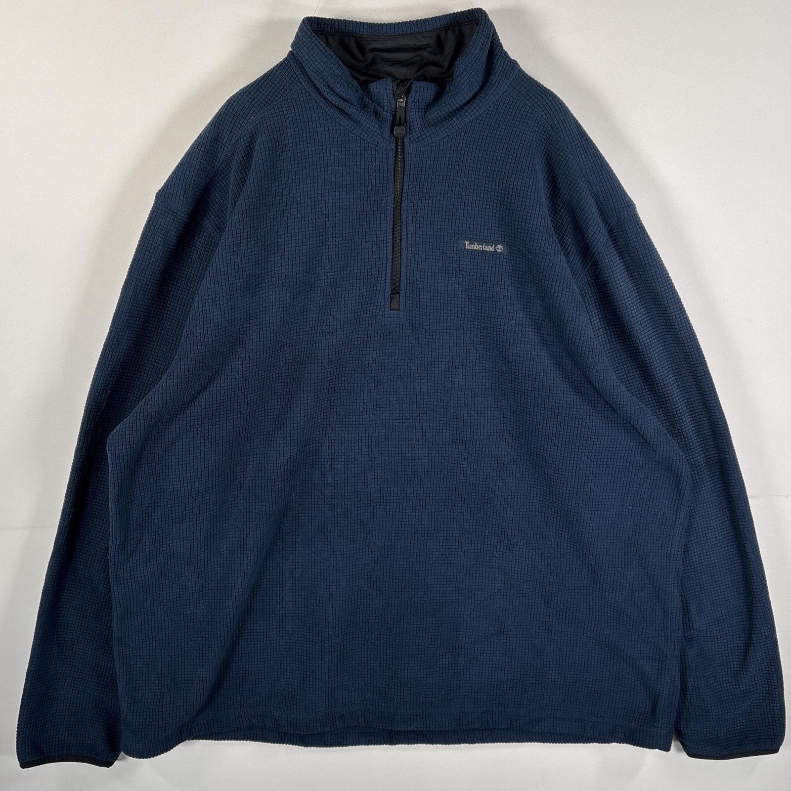 古着 ティンバーランド Timberland フリースジャケット ハーフジップ ワンポイントロゴ ビッグサイズ 14042 ネイビー メンズ