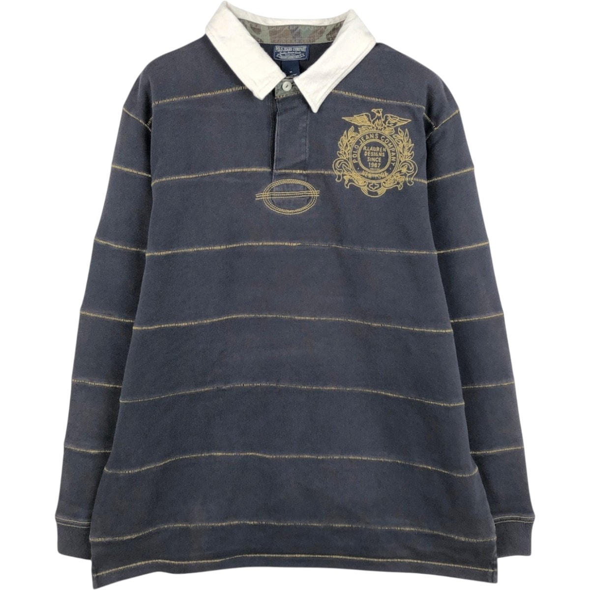 古着 ラルフローレン Ralph Lauren POLO JEANS COMPANY ボーダー柄 長袖 ラガーシャツ メンズXL相当/eaa668845