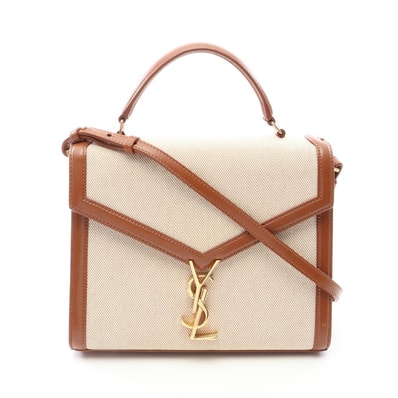 サンローランパリ SAINT LAURENT PARIS カサンドラ 2WAY ハンドバッグ バッグ キャンバス レザー レディース アイボリー系 / ブラウン系 578000 【中古】