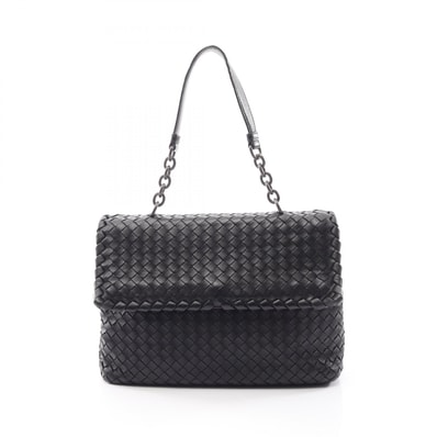 ボッテガヴェネタ BOTTEGA VENETA イントレチャート オリンピア ミディアム ハンドバッグ バッグ レザー レディース ブラック系 【中古】
