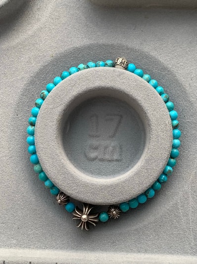 Chrome Hearts 4mm BEAD 15 Bracelet "Turquoise"