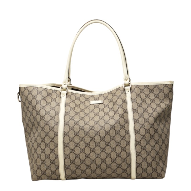 グッチ GGスプリーム トートバッグ ハンドバッグ 197954 ベージュ アイボリー PVC レザー レディース GUCCI 中古