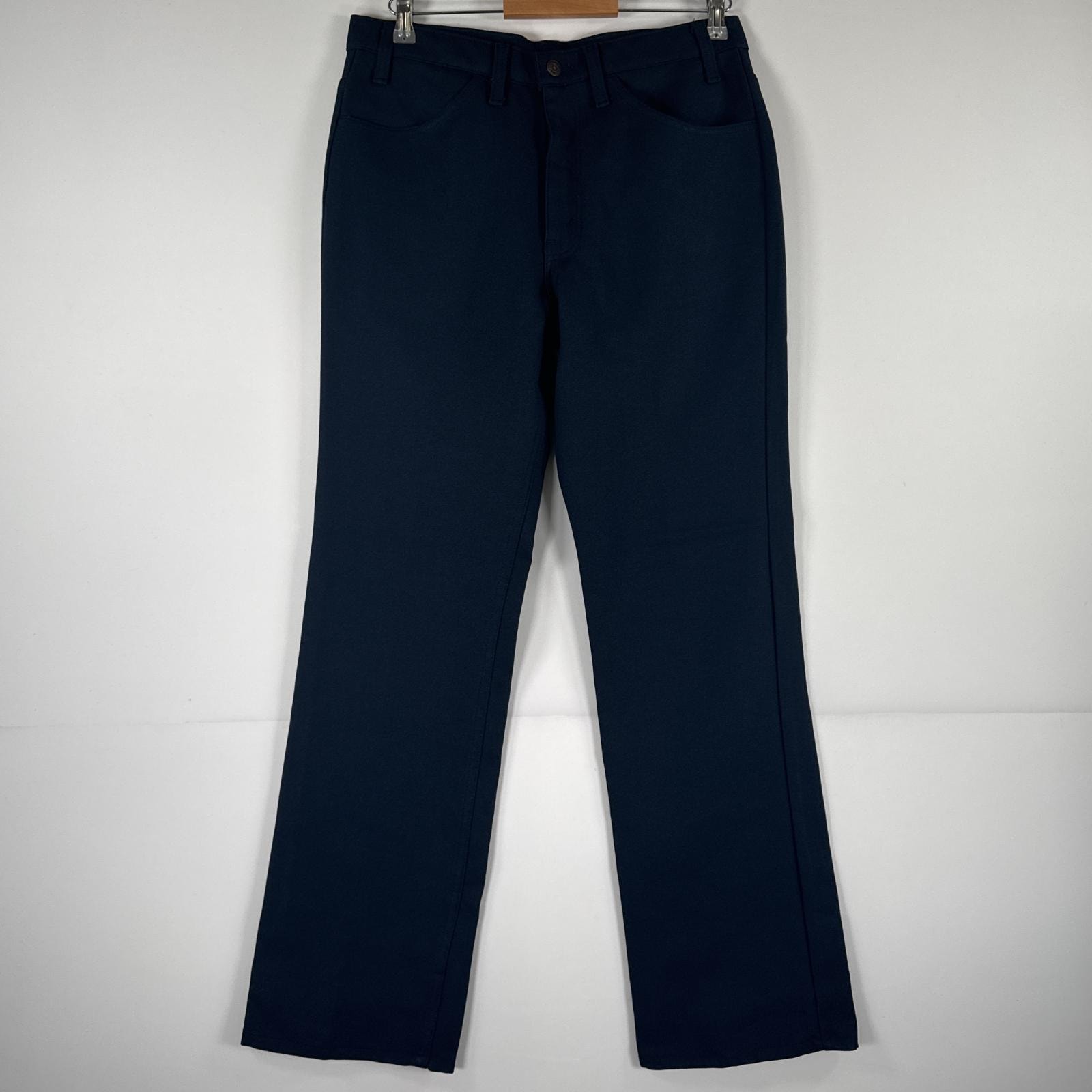 古着 90's/90年代 リーバイス Levi's USA製 スラックスパンツ ランチャーパンツ フレア ブーツカット ポリエステル w34 L32 ネイビー メンズ