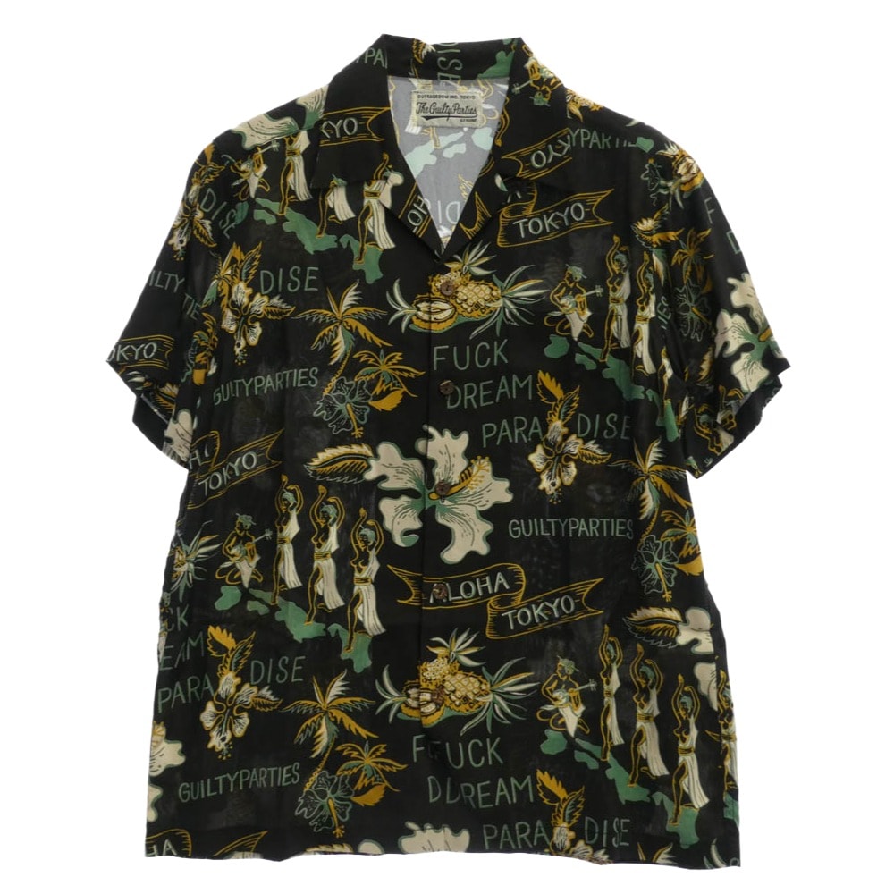 WACKO MARIA ワコマリア 半袖シャツ 17SS FUCK DREAM PARADISE  半袖 アロハ シャツ ブラック系 M【中古】