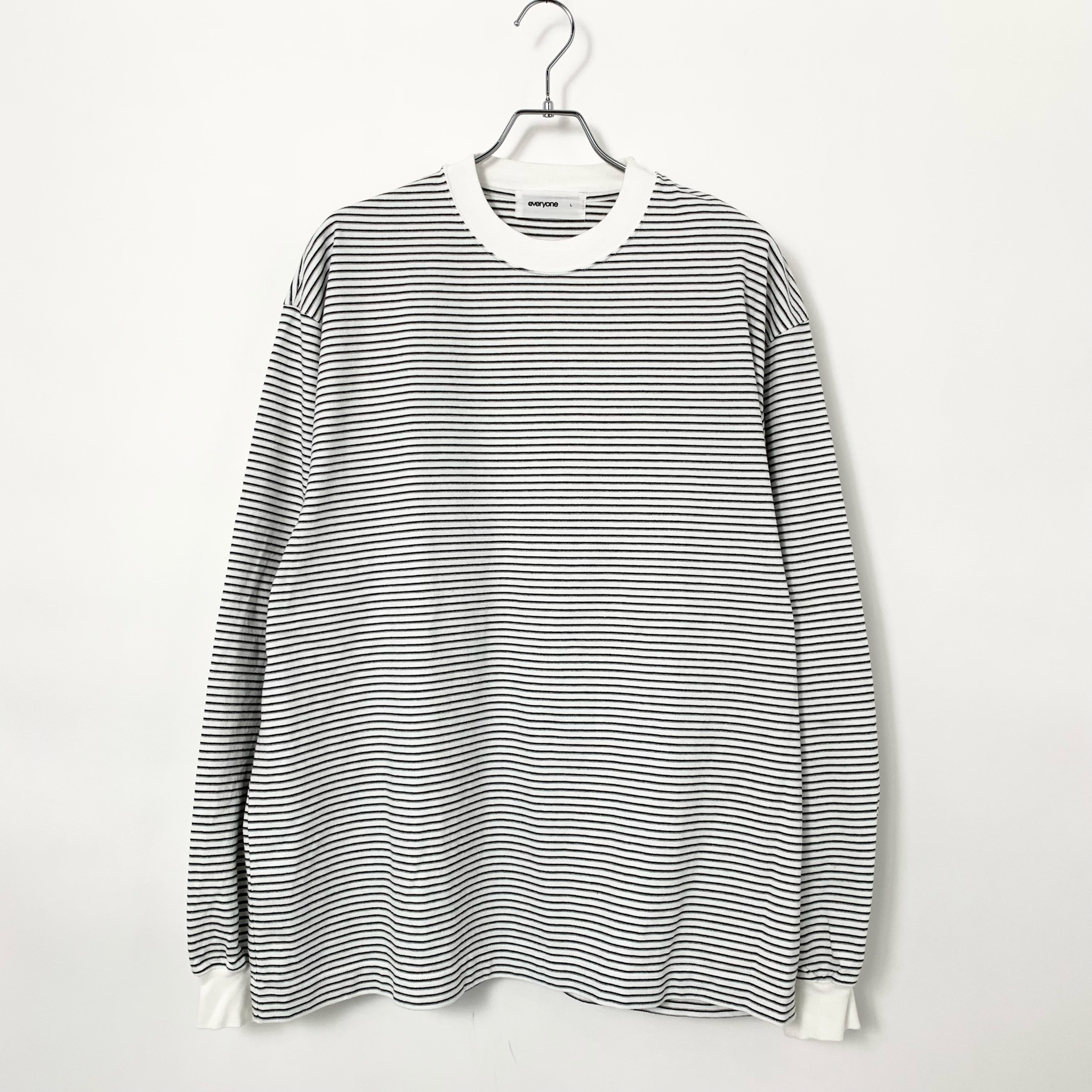 everyone Back Logo OG Border Long Sleeve Tee Shirt "White"