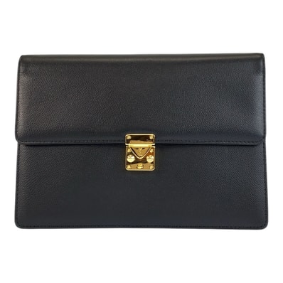 美品 YVES SAINT LAURENT イヴ サンローラン ヴィンテージ YSL ブラック 黒 ゴールド金具 レザー クラッチバッグ セカンドバッグ 602266 【中古】