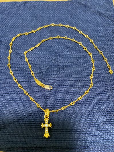 Chrome Hearts 22K CH Cross Baby Fat Charm with Pave Diamond "Yellow Gold"