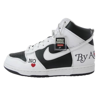 Supreme シュプリーム スニーカー 22SS DN3741-002 DUNK HIGH OG QS BY ANY MEANS ダンク ハイ バイ エニー ミーンズ ハイカット スニーカー ブラック系 ホワイト系 27.5cm【極上美品】【中古】