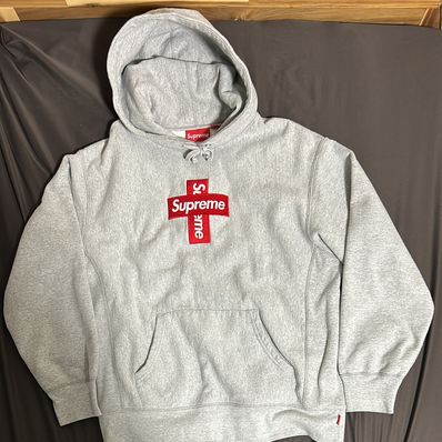 Supreme Cross Box Logo Hooded Sweatshirt "Grey"