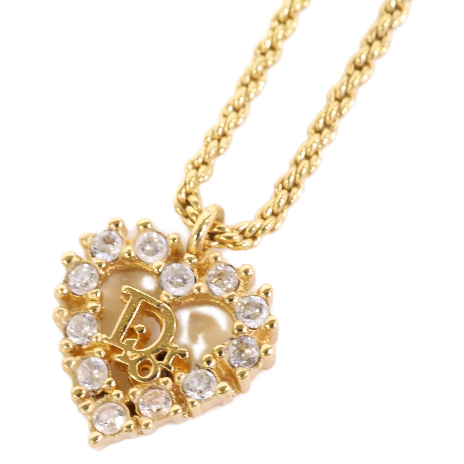 ディオール CDロゴ ハート ラインストーン ロープチェーン