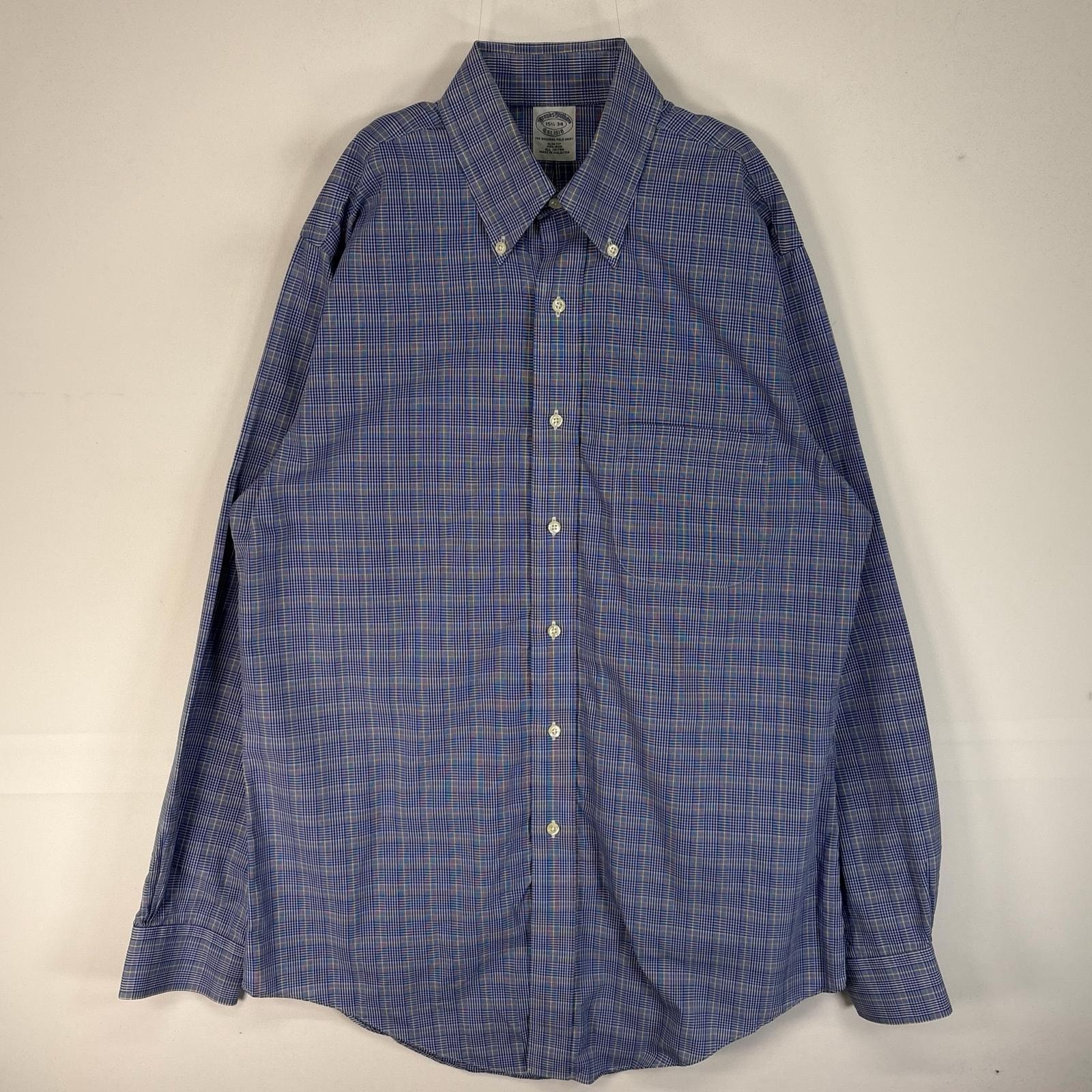 古着 ブルックスブラザーズ Brooks Brothers 長袖シャツ チェック SLIM FIT 胸ポケ M  ブルー系 マルチカラー メンズ