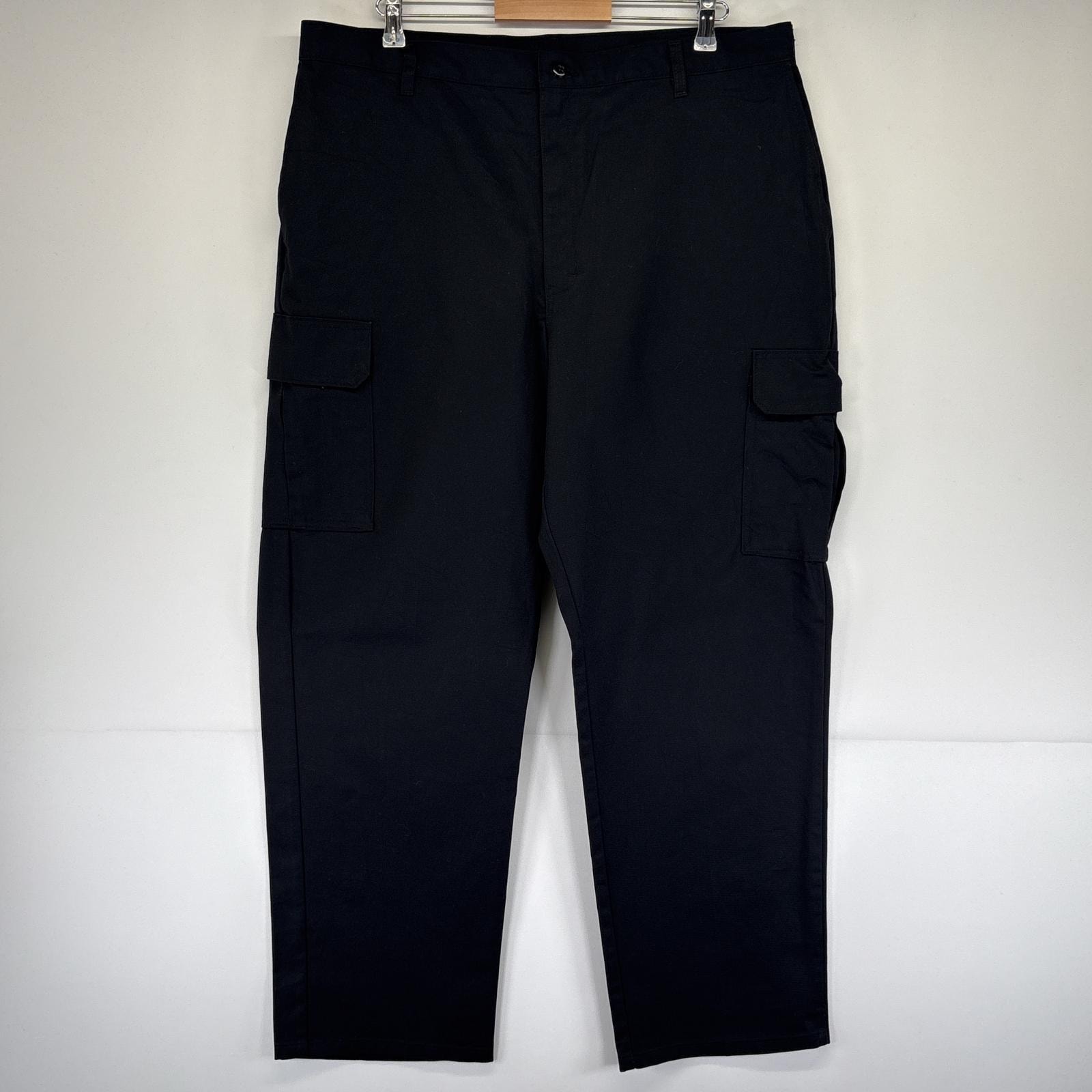 古着 ディッキーズ Dickies ワークパンツ カーゴ ワンポイントロゴ 大きいサイズ w40 L32  ブラック メンズ