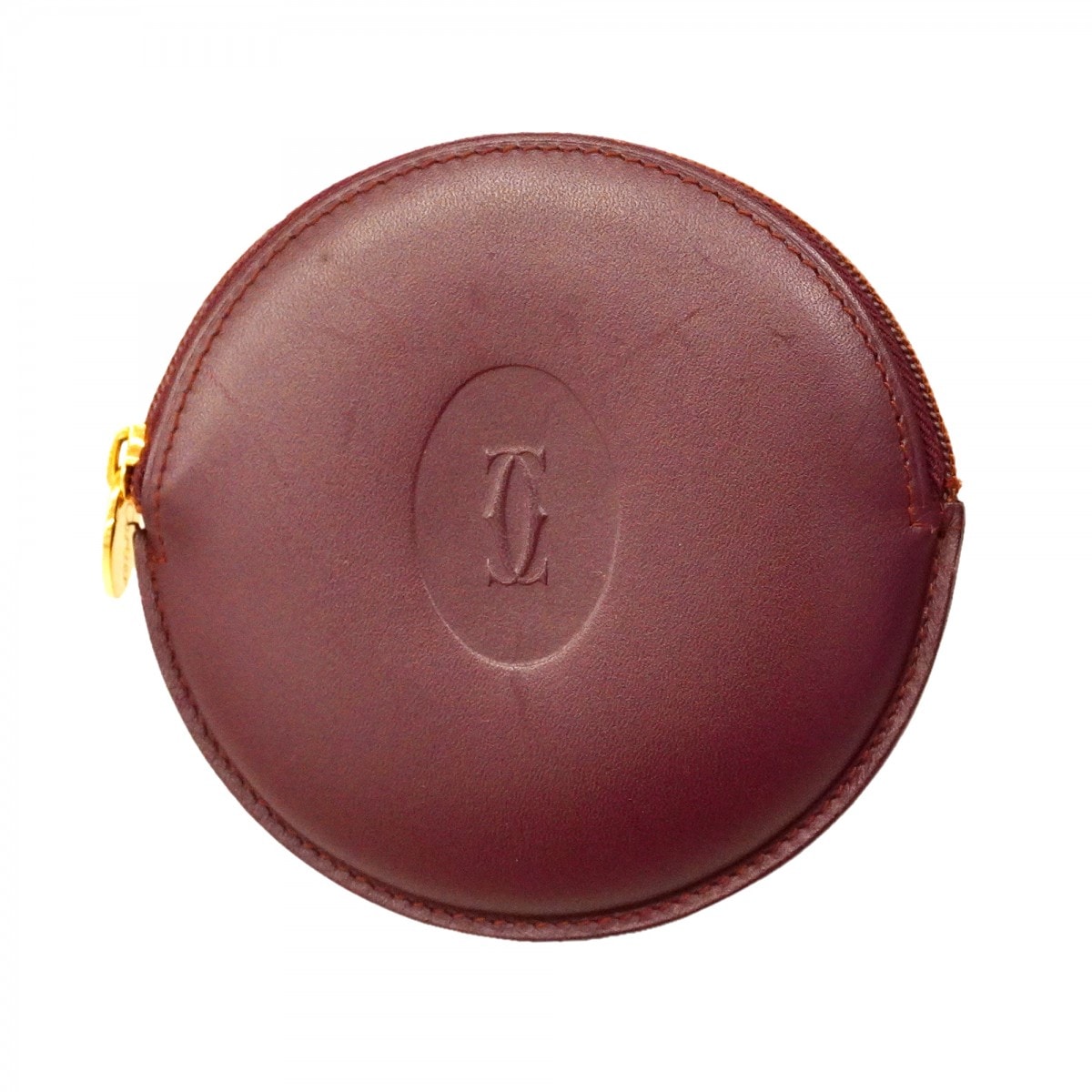 ★SALE【6fd4684】カルティエ コインケース マスト レザー ボルドー ゴールド金具【中古】メンズ レディース ユニセックス