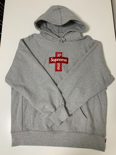 Supreme Cross Box Logo Hooded Sweatshirt "Grey"
