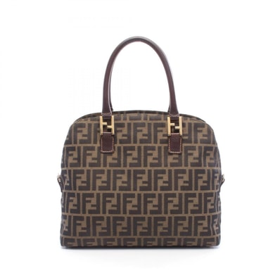 フェンディ FENDI ズッカ ハンドバッグ バッグ キャンバス レザー レディース ブラウン系 14968 【中古】