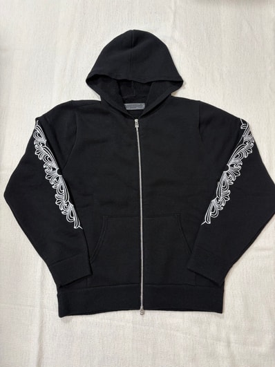 Chrome Hearts Cashmere Floral Cross Dagger & Cross Ball Zip Up Hoodie "Black" クロムハーツ カシミヤ ジップパーカー
