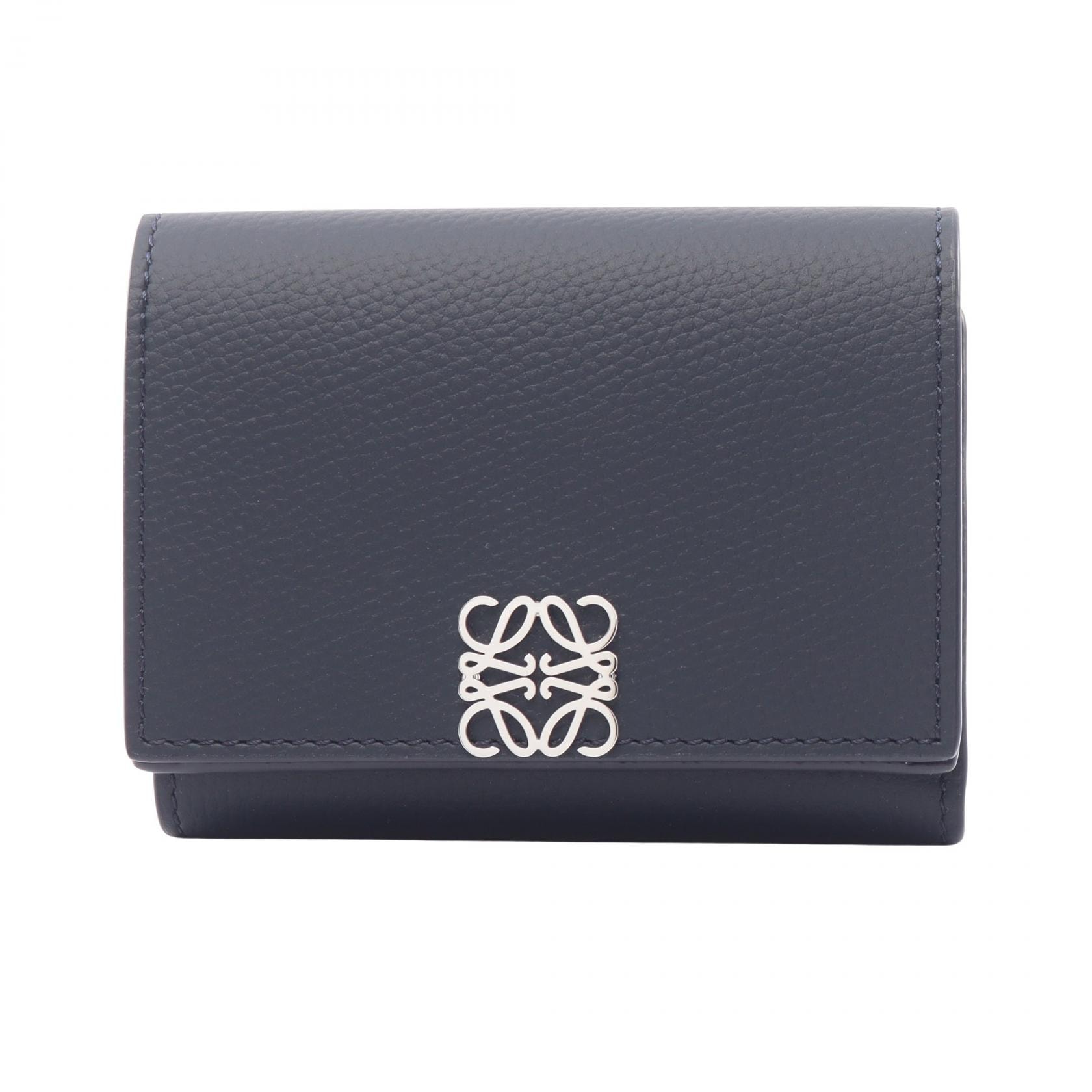 ロエベ LOEWE アナグラム トライフォールド ウォレット 三つ折り財布 財布 レザー レディース ネイビー系 C821TR2X165544 【新品】