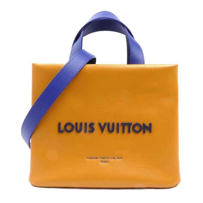 LOUIS VUITTON ルイ・ヴィトン ショッパー トート MINI 2Wayショルダーバッグ オレンジ ブルー M15237 IC レディース【中古】