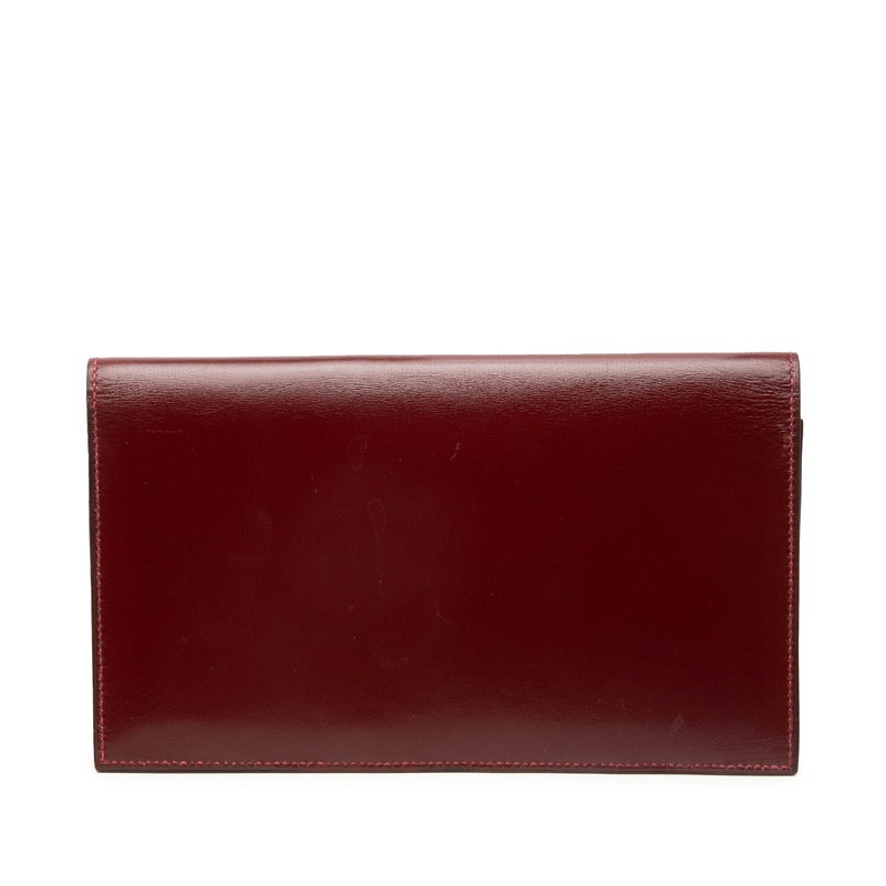 エルメス 札入れ 長財布 ワインレッド ボルドー ボックスカーフ レディース HERMES 【中古】
