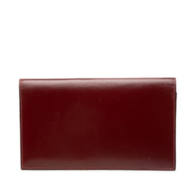 エルメス 札入れ 長財布 ワインレッド ボルドー ボックスカーフ レディース HERMES 【中古】