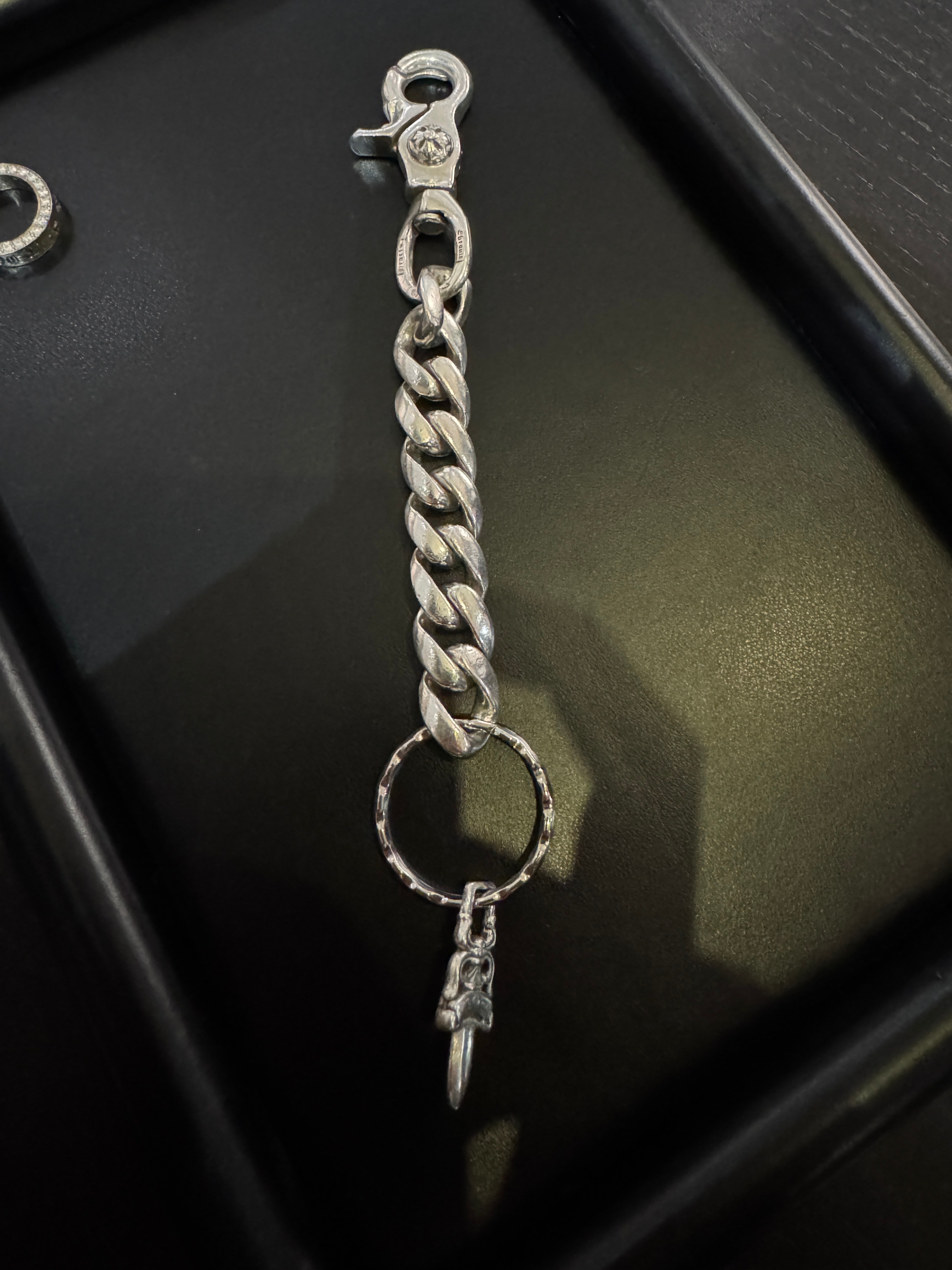 Chrome Hearts Foti Delfino & No.5 Dagger Key Ring Wallet Chain "Silver"