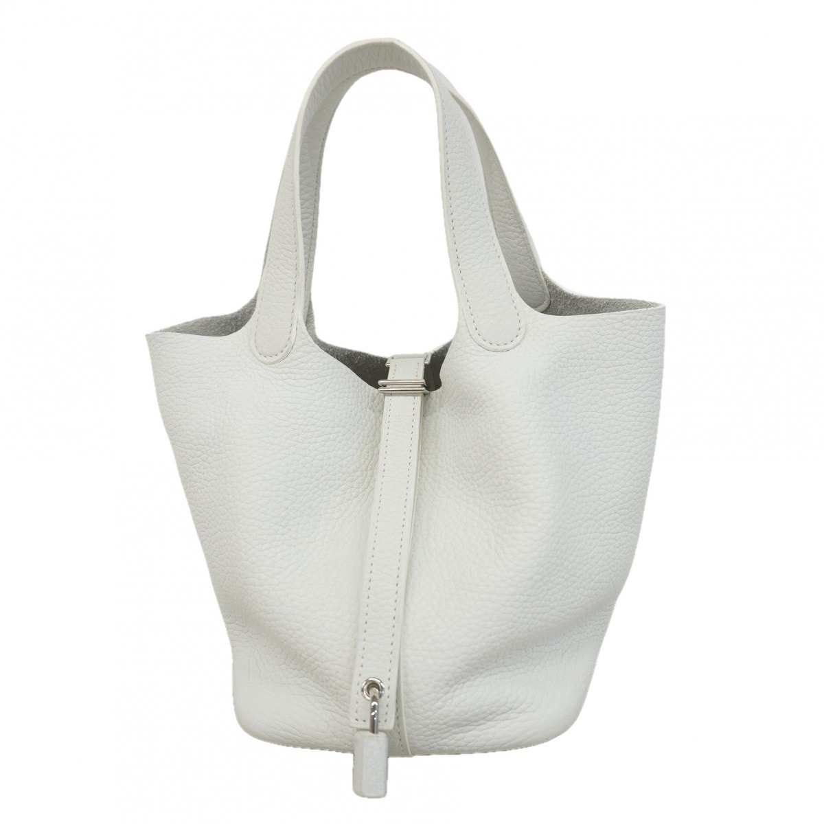 【6da0463】エルメス ハンドバッグ ピコタンロックPM トリヨンクレマンス ホワイト シルバー金具 D刻印【中古】レディース