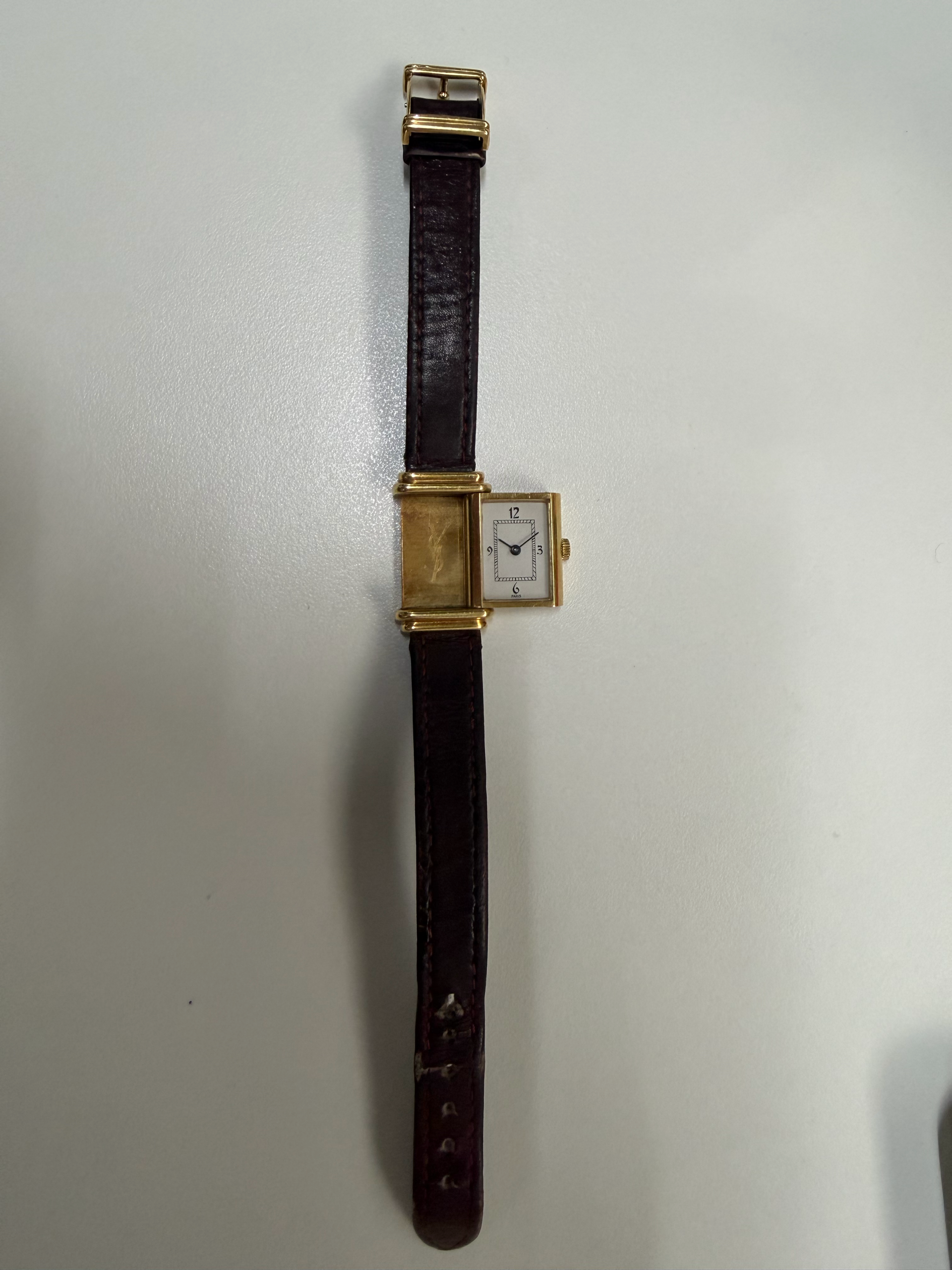 YSL YVES SAINT LAURENT レベルソ 金無垢時計