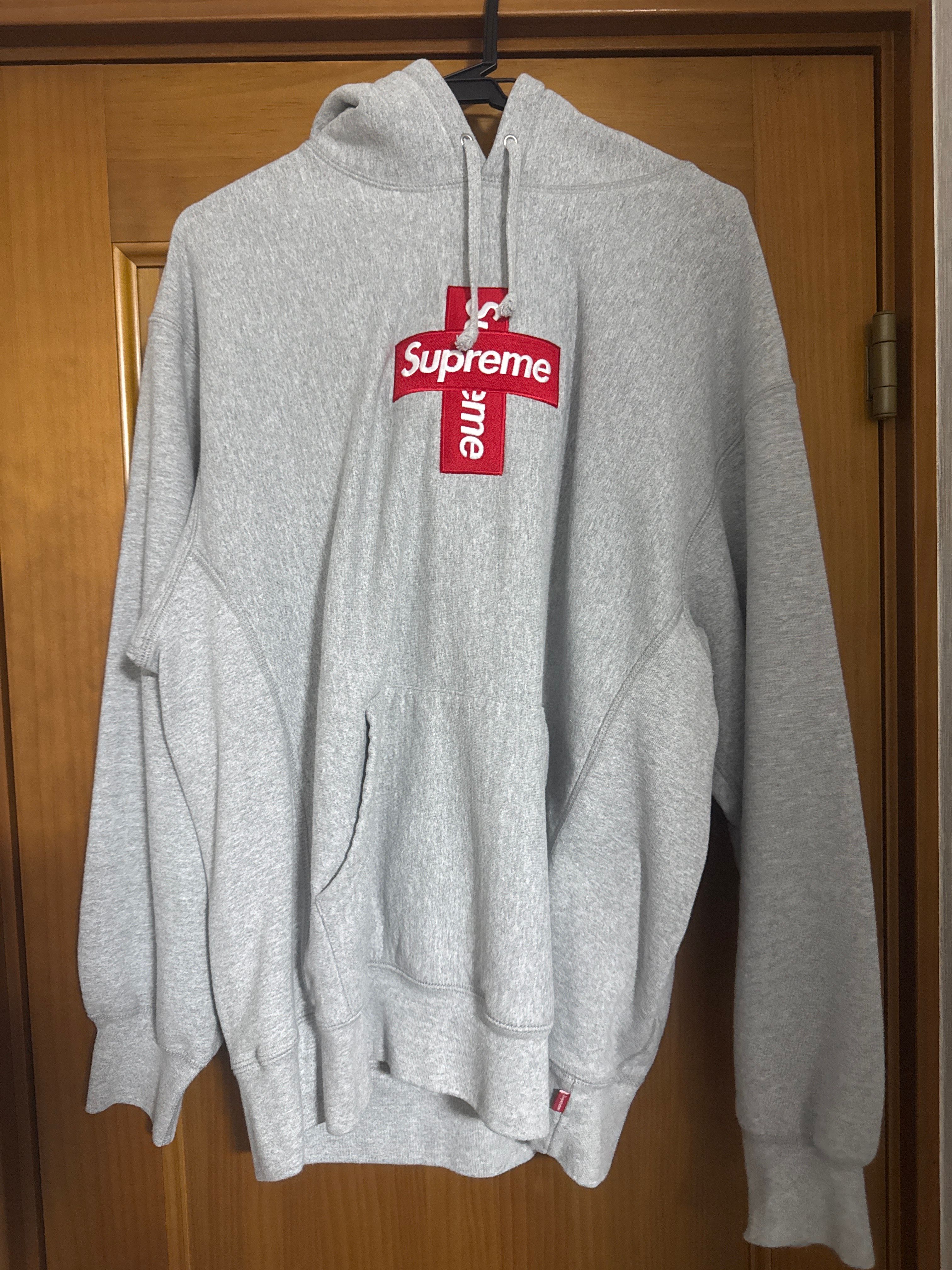 Supreme Cross Box Logo Hooded Sweatshirt "Grey"