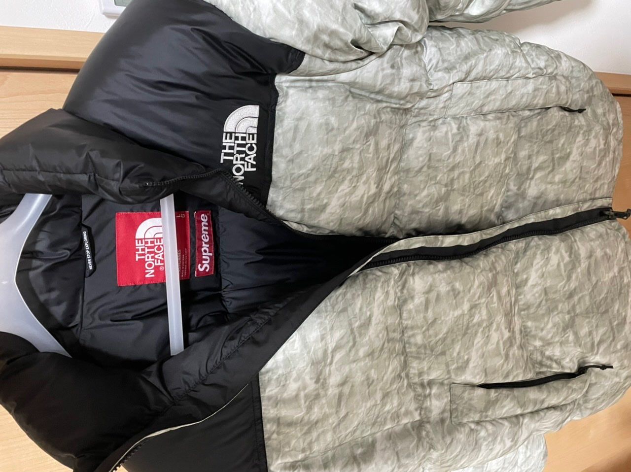 Supreme x The North Face Nuptse Jacket "White Paper Print"