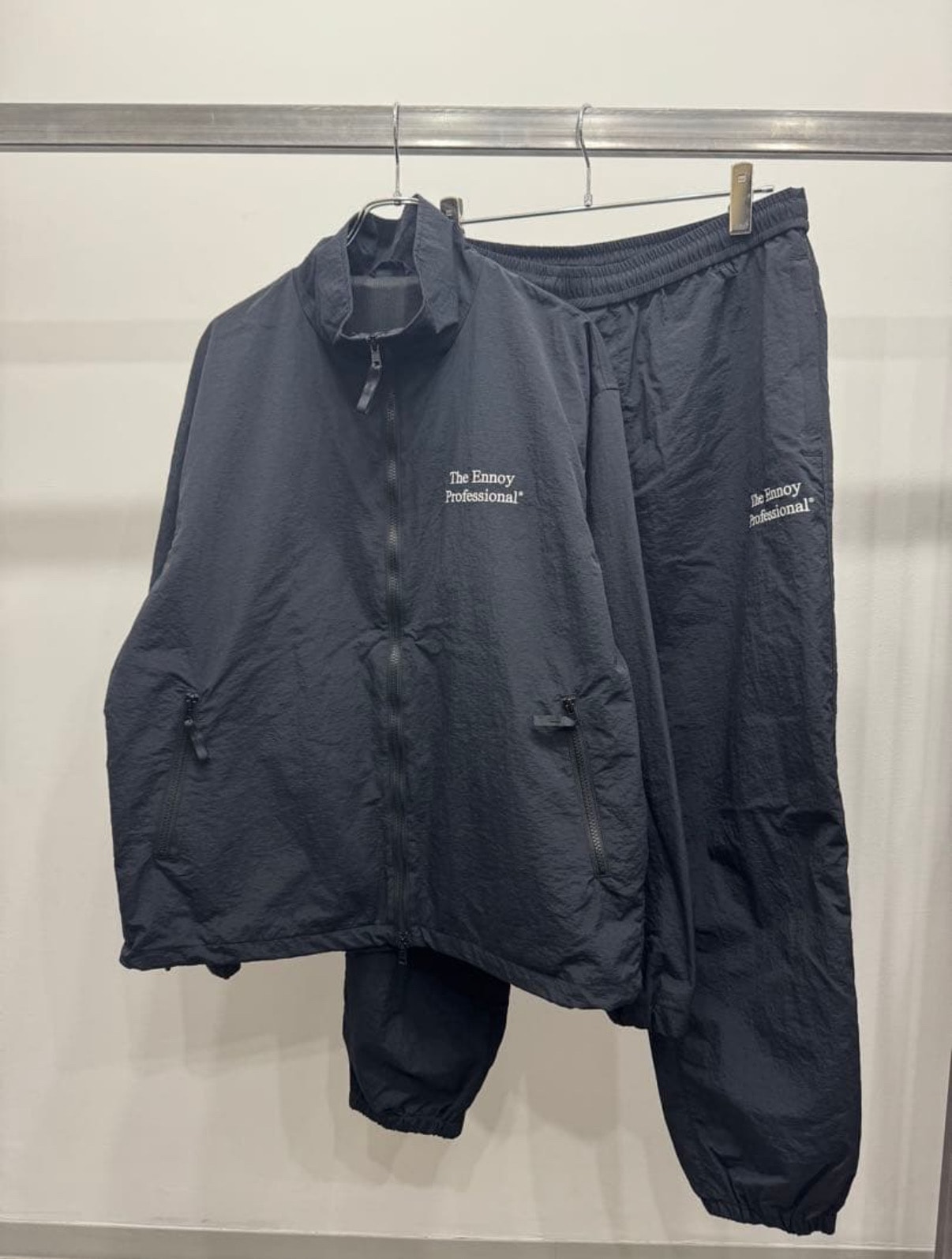 ENNOY 23AW Stylistshibutsu Nylon Track Suit Set Up Black × White